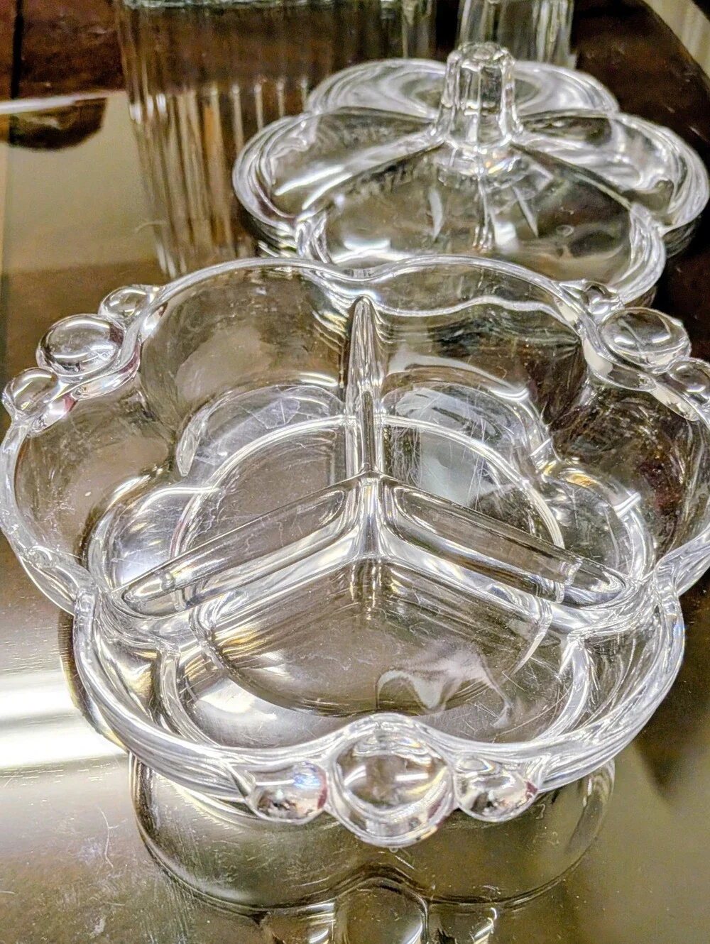 1940s Duncan & Miller Canterbury 3 Part Covered Candy Dish - Picture 2 of 4